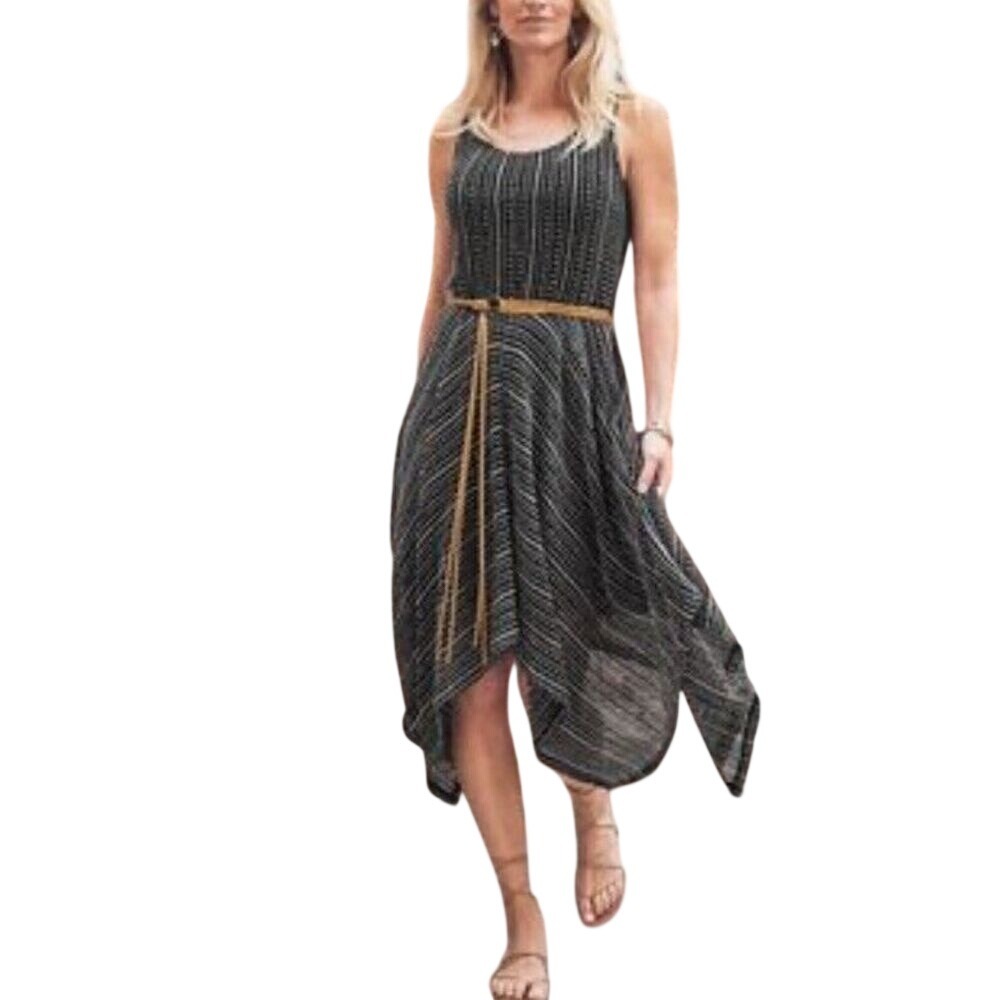 Chico's Dress Womens Small Black Western Boho Artsy Suede Belt Handkerchief Hem